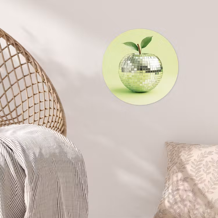 Groen - Disco - Decoratie - Appel Wandcirkel behangsticker klein -sfeer4