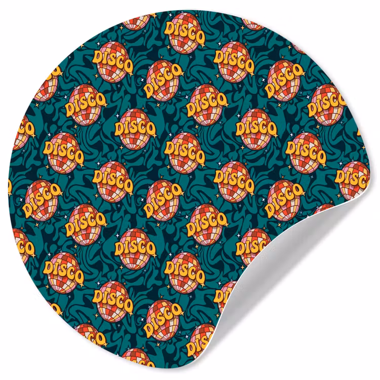 Groen - Disco - Patroon Wandcirkel behangsticker klein 186 -3d