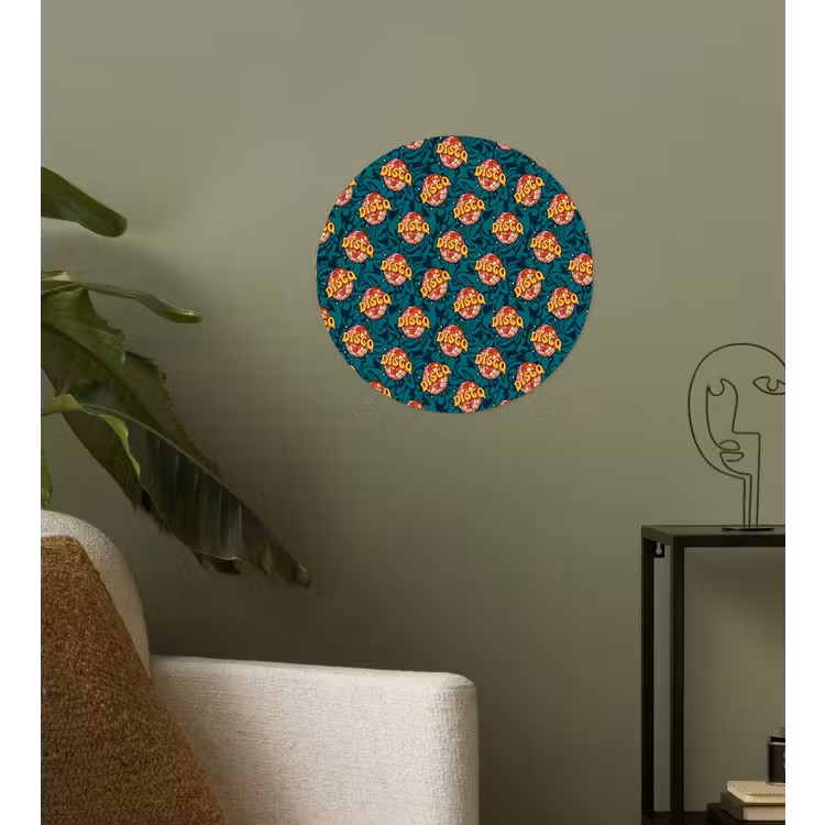Groen - Disco - Patroon Wandcirkel behangsticker klein 186 -sfeer2