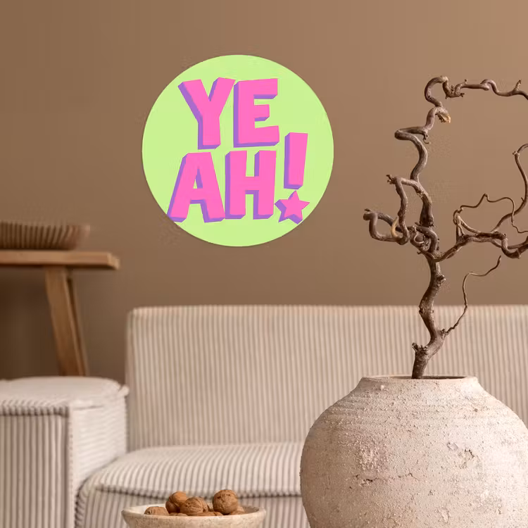 Groen - Neon - Quote Wandcirkel behangsticker klein -sfeer1
