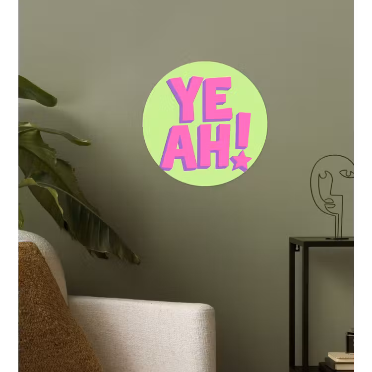 Groen - Neon - Quote Wandcirkel behangsticker klein -sfeer2