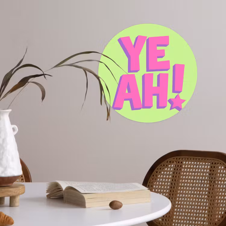 Groen - Neon - Quote Wandcirkel behangsticker klein -sfeer3