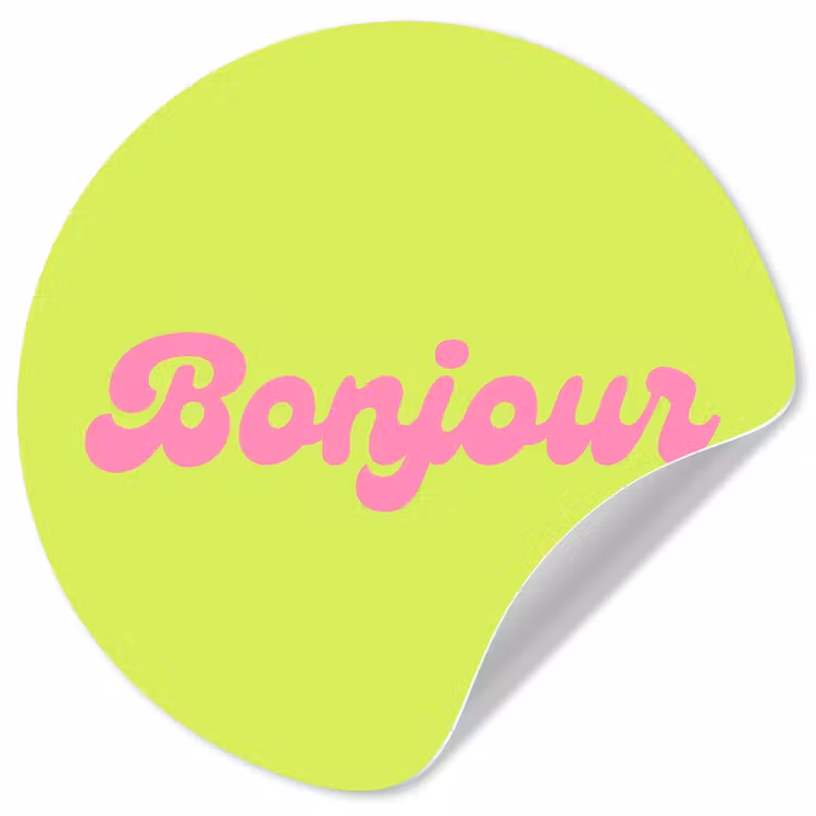 Groen - Roze bonjour - Retro Wandcirkel behangsticker klein -3d