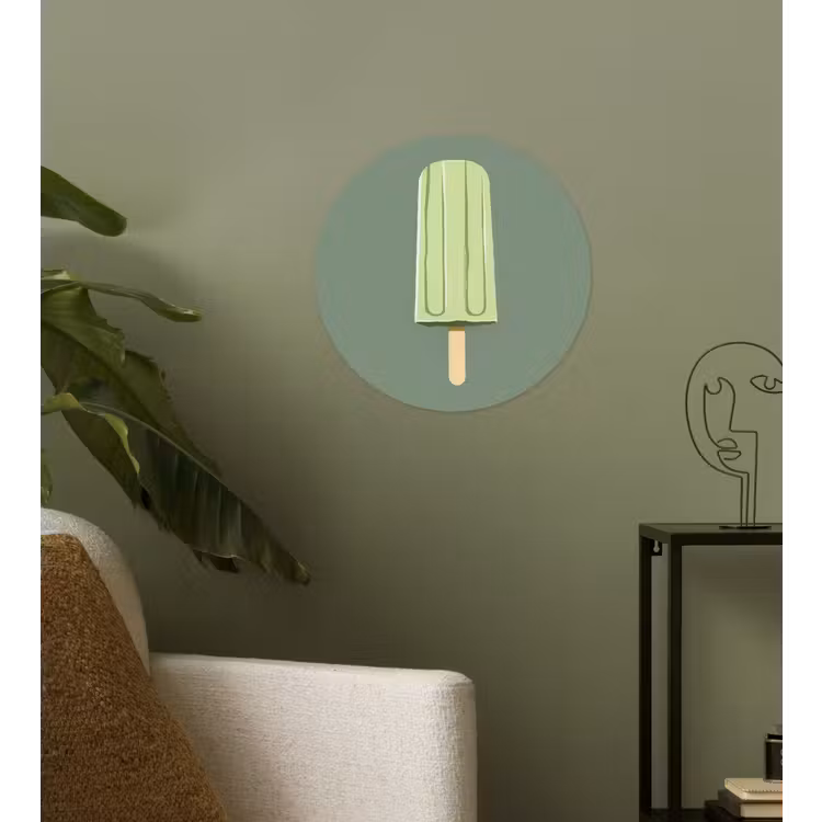 Groen - Waterijsje - Stokje - Illustratie Wandcirkel behangsticker klein -sfeer2