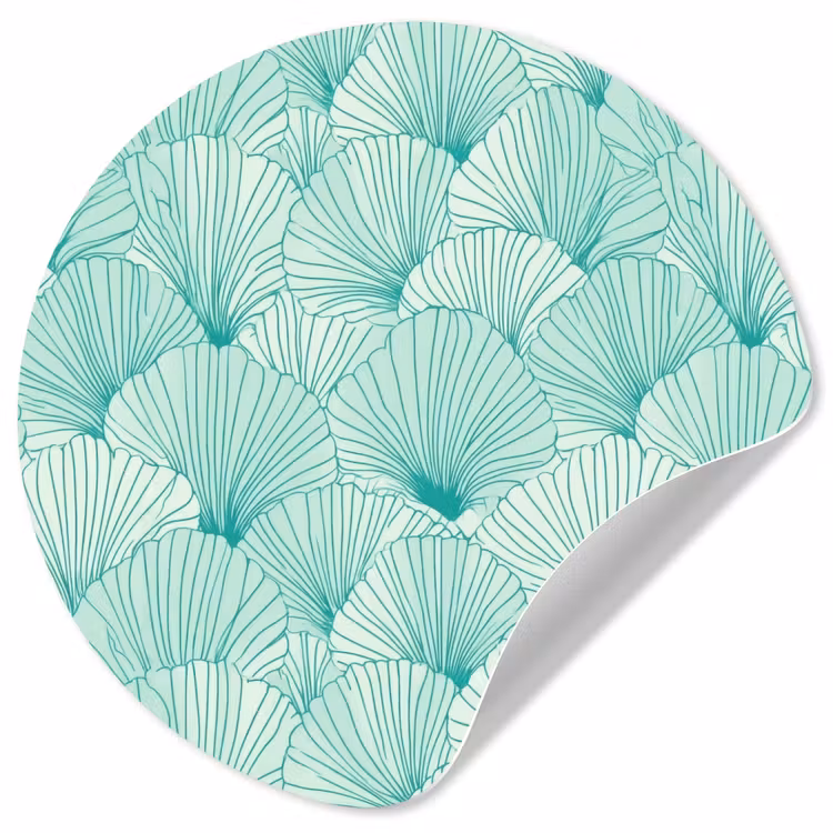 Groen - Wit - Ginko - Getekend - Textuur Wandcirkel behangsticker klein 186 -3d