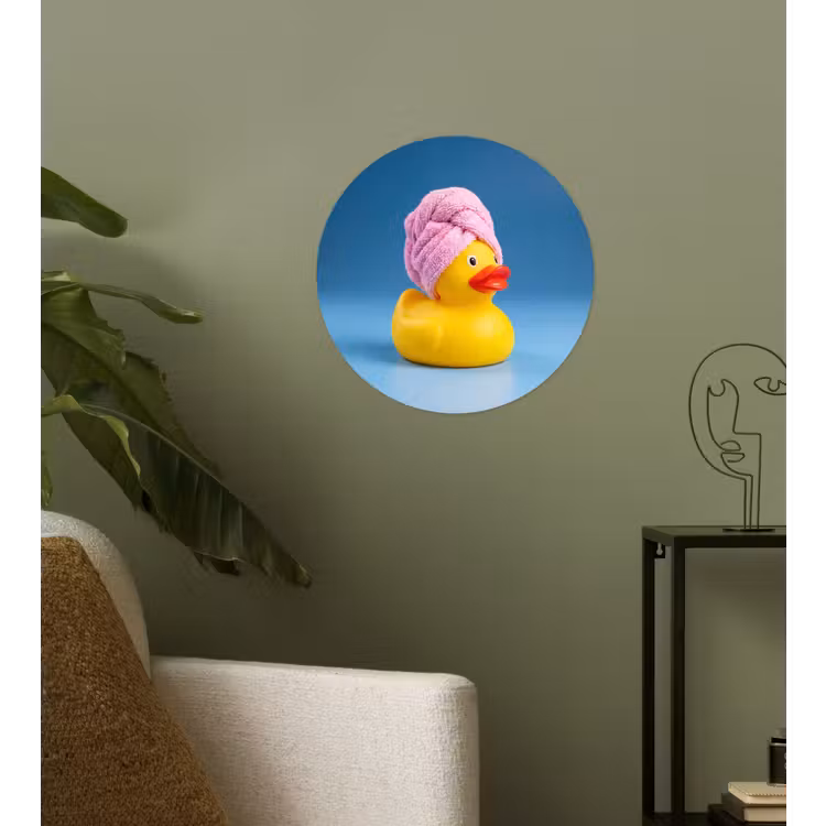 Badeend - Handdoek - Blauw Wandcirkel behangsticker klein -sfeer2