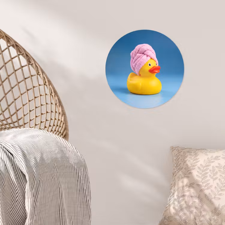 Badeend - Handdoek - Blauw Wandcirkel behangsticker klein -sfeer4