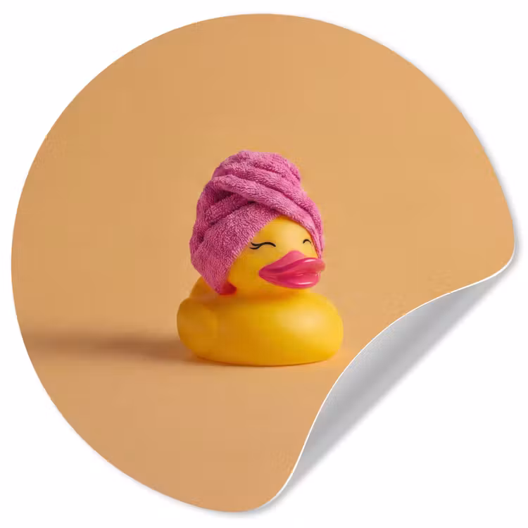 Badeend - Handdoek - Kleurrijk Wandcirkel behangsticker klein -3d
