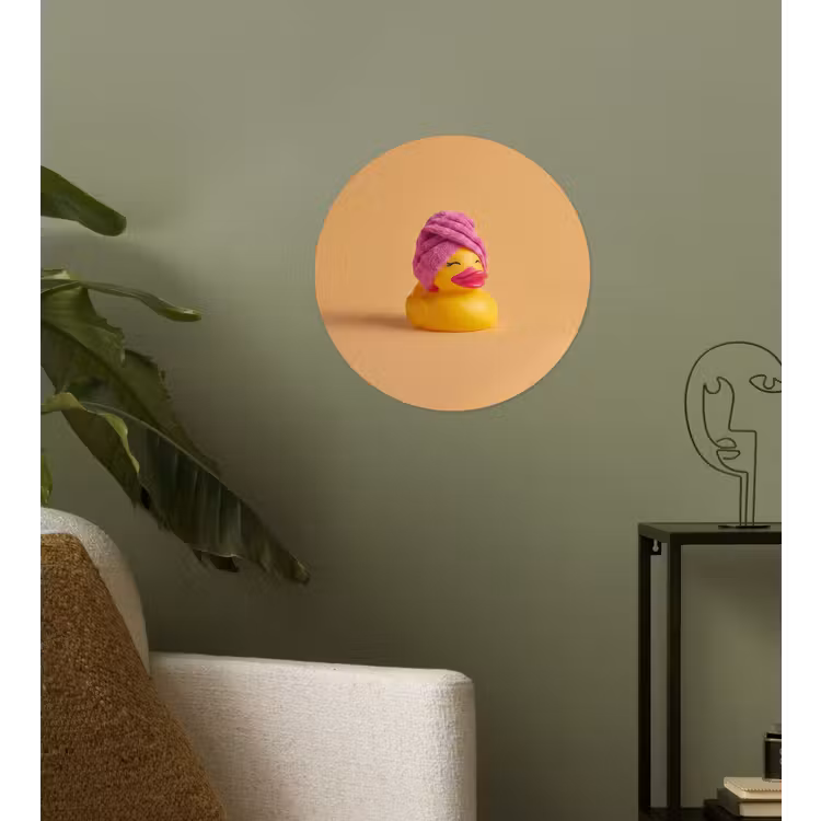 Badeend - Handdoek - Kleurrijk Wandcirkel behangsticker klein -sfeer2