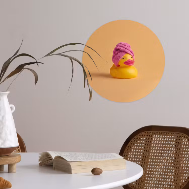 Badeend - Handdoek - Kleurrijk Wandcirkel behangsticker klein -sfeer3