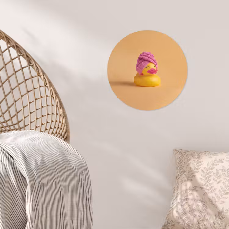 Badeend - Handdoek - Kleurrijk Wandcirkel behangsticker klein -sfeer4