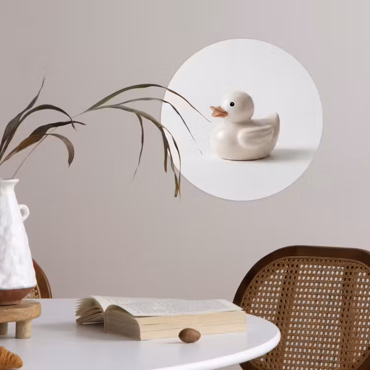 Badeend - Minimalistisch - Wit Wandcirkel behangsticker klein -sfeer3