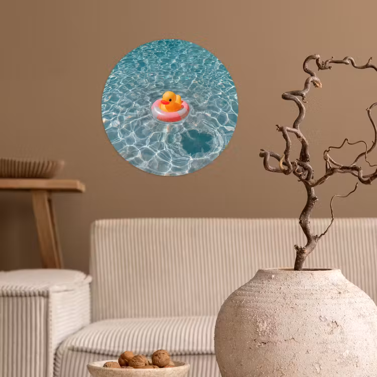 Badeend - Zwemband - Geel Wandcirkel behangsticker klein -sfeer1