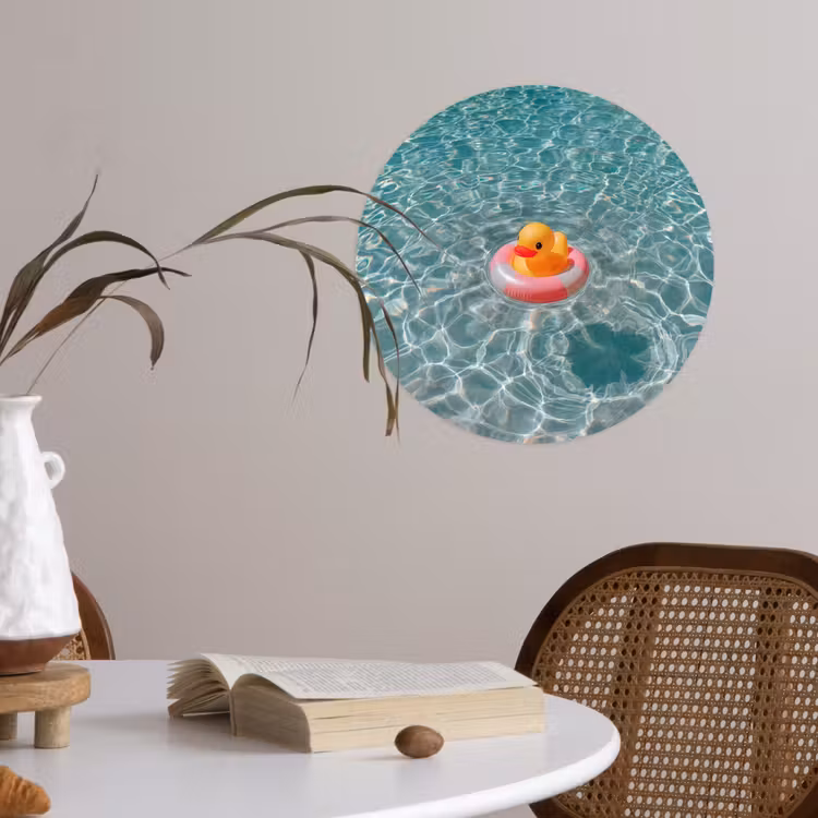 Badeend - Zwemband - Geel Wandcirkel behangsticker klein -sfeer3
