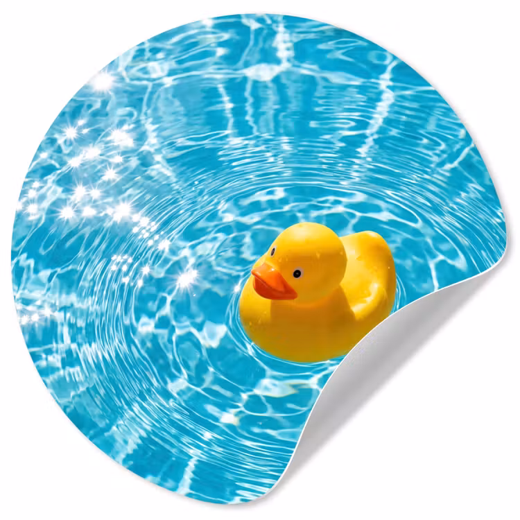 Badeend - Dobberen - Blauw Wandcirkel behangsticker klein -3d