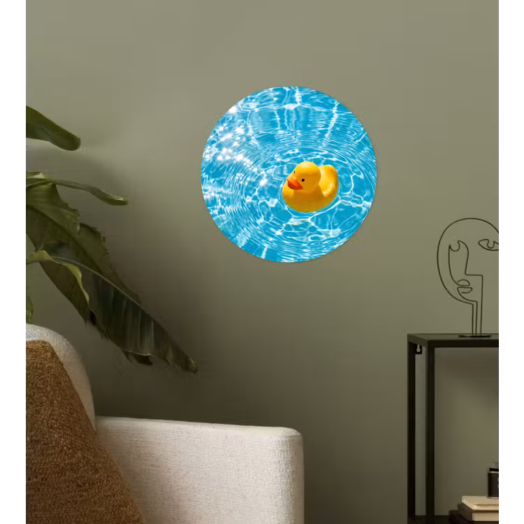 Badeend - Dobberen - Blauw Wandcirkel behangsticker klein -sfeer2