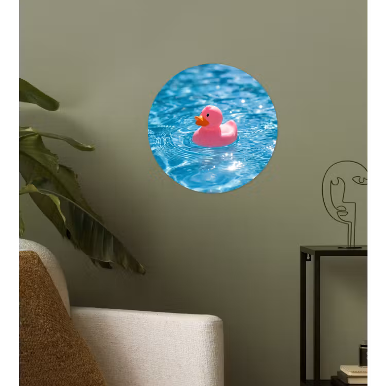 Badeend - Dobberend - Roze Wandcirkel behangsticker klein -sfeer2