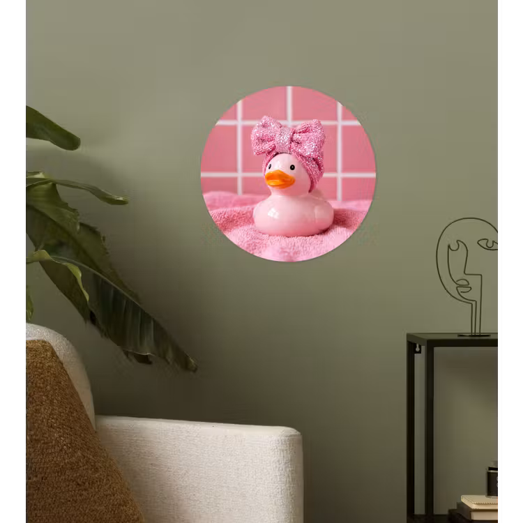 Badeend -Strik - Roze Wandcirkel behangsticker klein -sfeer2