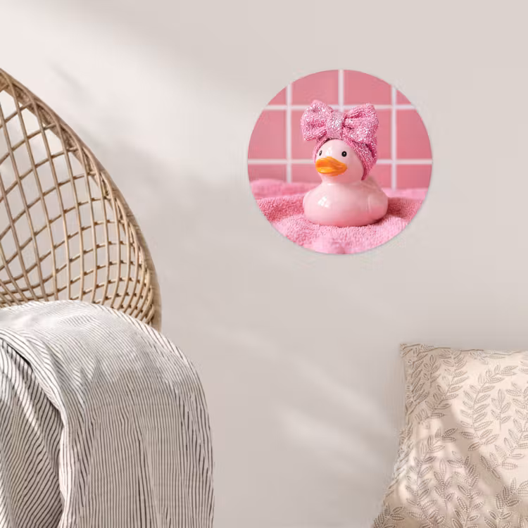 Badeend -Strik - Roze Wandcirkel behangsticker klein -sfeer4