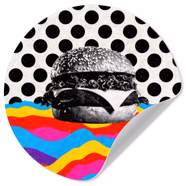 Hamburger - Stippen - Golven - Kleuren Wandcirkel behangsticker klein -3d