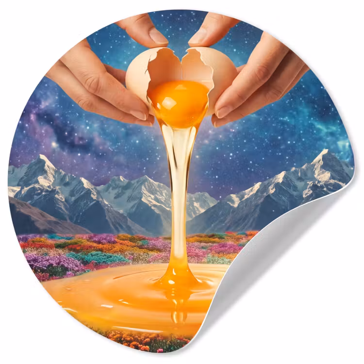 Runde Tapete - Hände – Ei – Surrealismus - Handen - Ei - Surrealisme Wandcirkel behangsticker klein