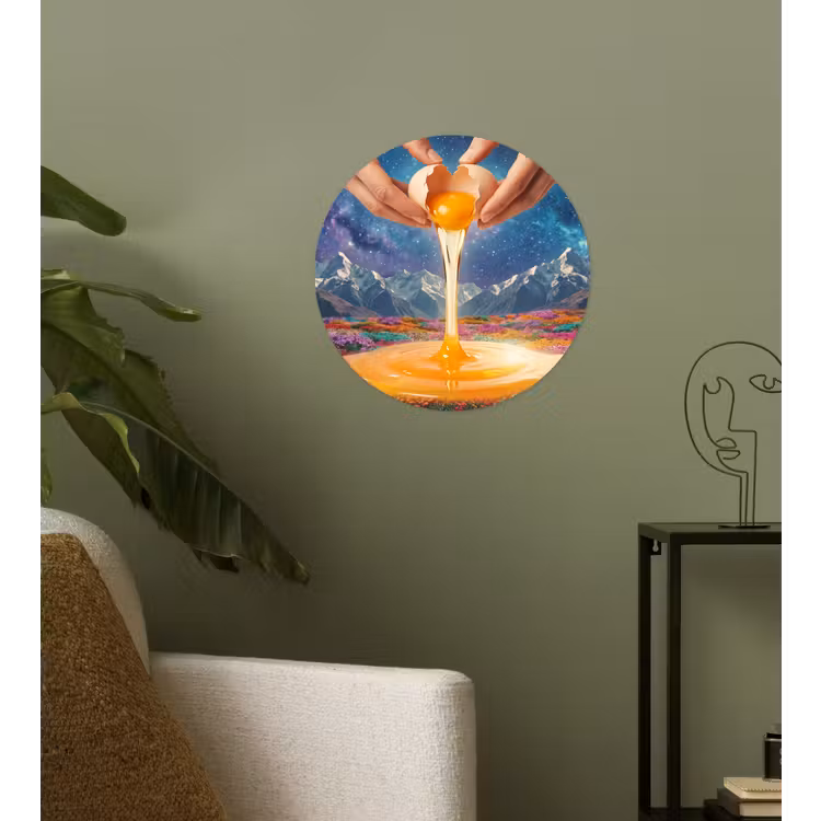 Runde Tapete - Hände – Ei – Surrealismus - Handen - Ei - Surrealisme Wandcirkel behangsticker klein