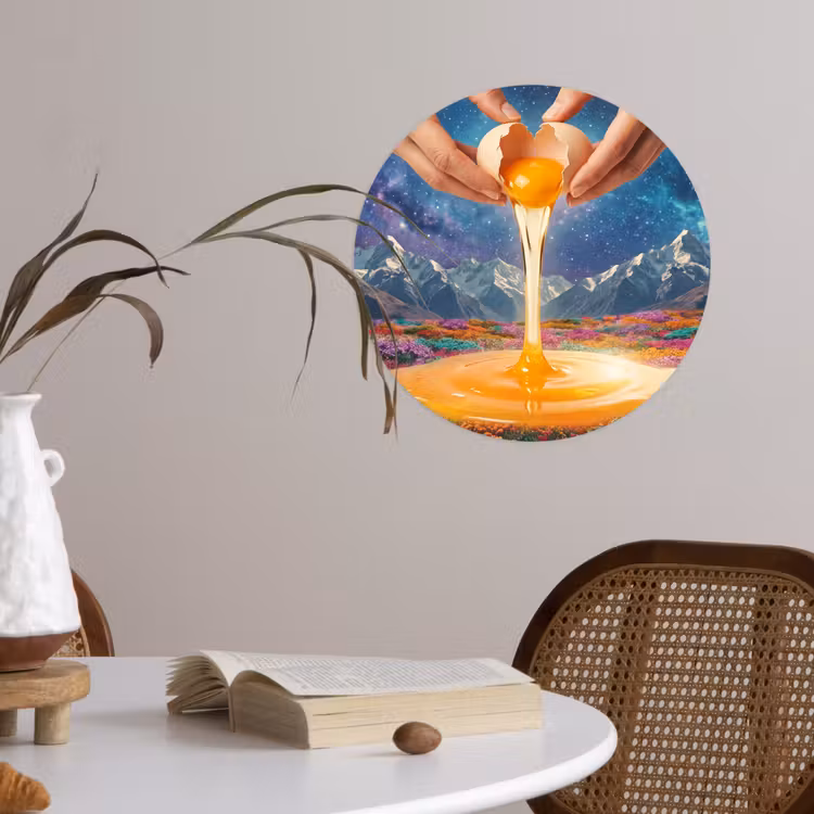 Runde Tapete - Hände – Ei – Surrealismus - Handen - Ei - Surrealisme Wandcirkel behangsticker klein