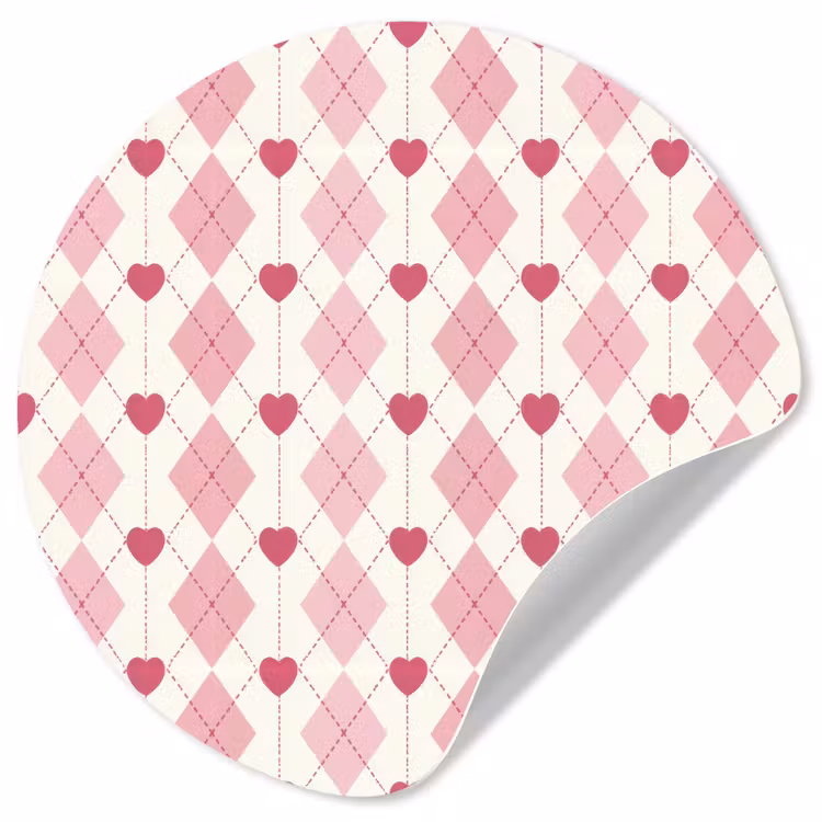 Ruiten - Klassiek - Roze - Wit Wandcirkel behangsticker klein 186 -3d