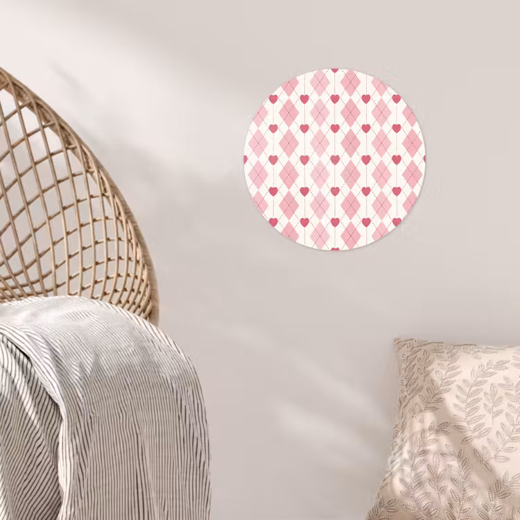 Ruiten - Klassiek - Roze - Wit Wandcirkel behangsticker klein 186 -sfeer4
