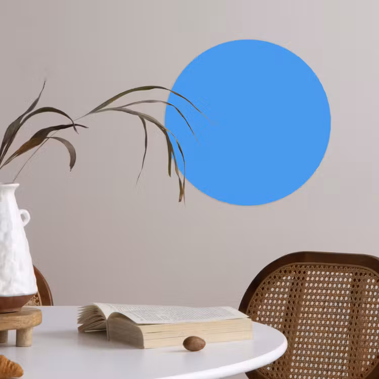 Bright - Azure - Blauw Wandcirkel behangsticker klein 186 -sfeer3