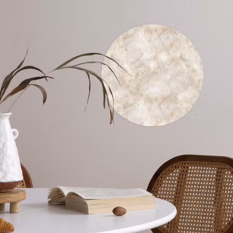 Lichtbeige - Goudbruine Nerven - Marmer Wandcirkel behangsticker klein 186 -sfeer3