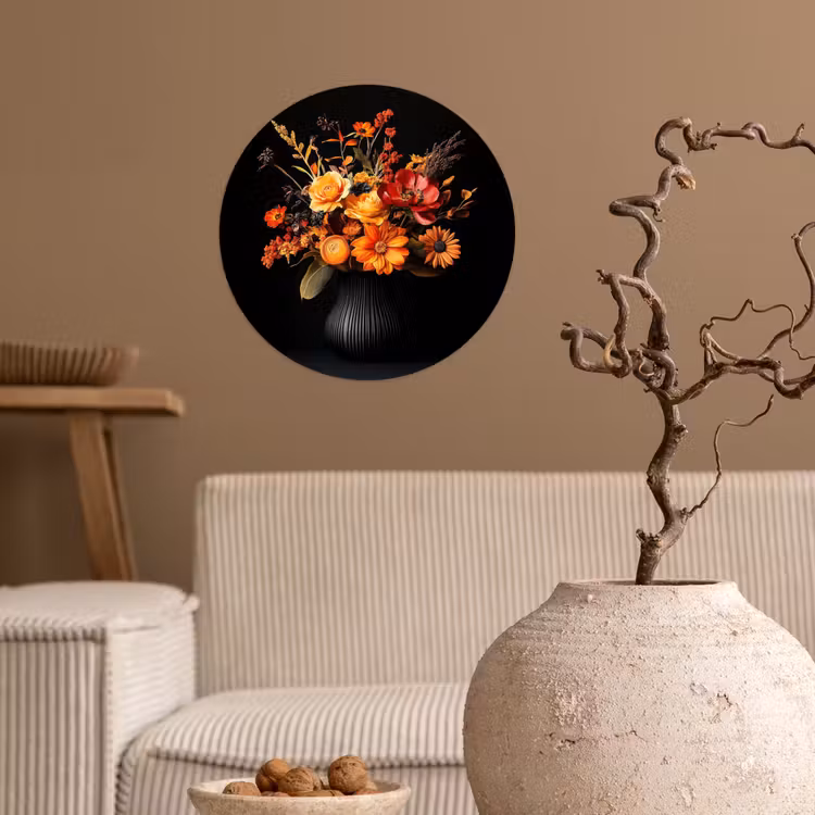 Herfst - Boeket - Oranje Wandcirkel behangsticker klein -sfeer1