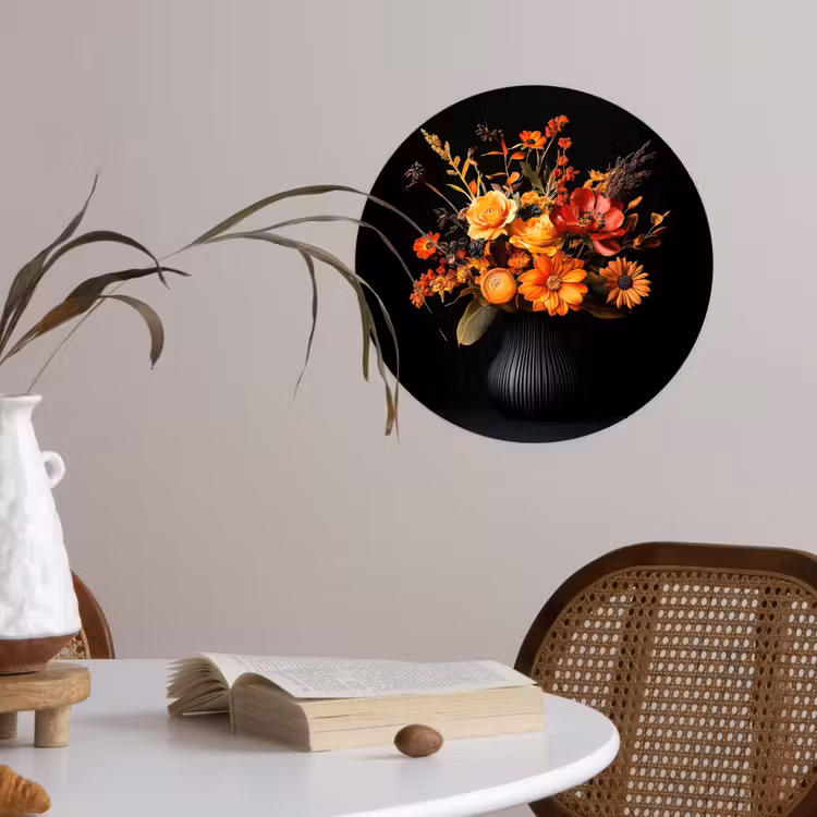 Herfst - Boeket - Oranje Wandcirkel behangsticker klein -sfeer3