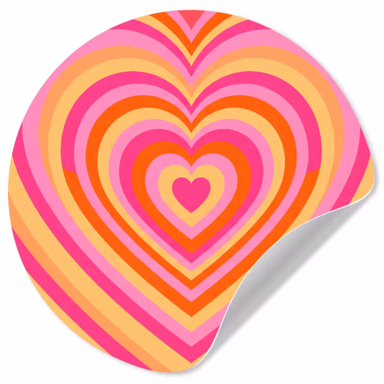 Hart - Concentrisch - Abstract - Liefde - Kleurrijk Wandcirkel behangsticker klein -3d