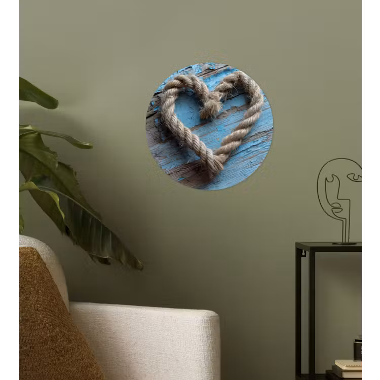 Hart - Touw - Hout - Rustiek Wandcirkel behangsticker klein -sfeer2