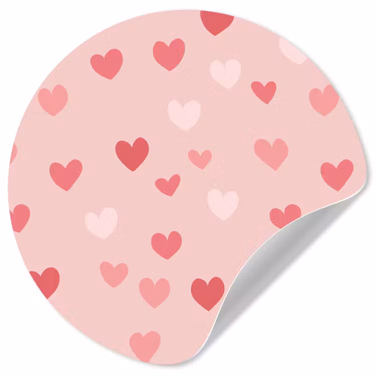 Hartjes - Patroon - Roze - Eenvoudig Wandcirkel behangsticker klein -3d
