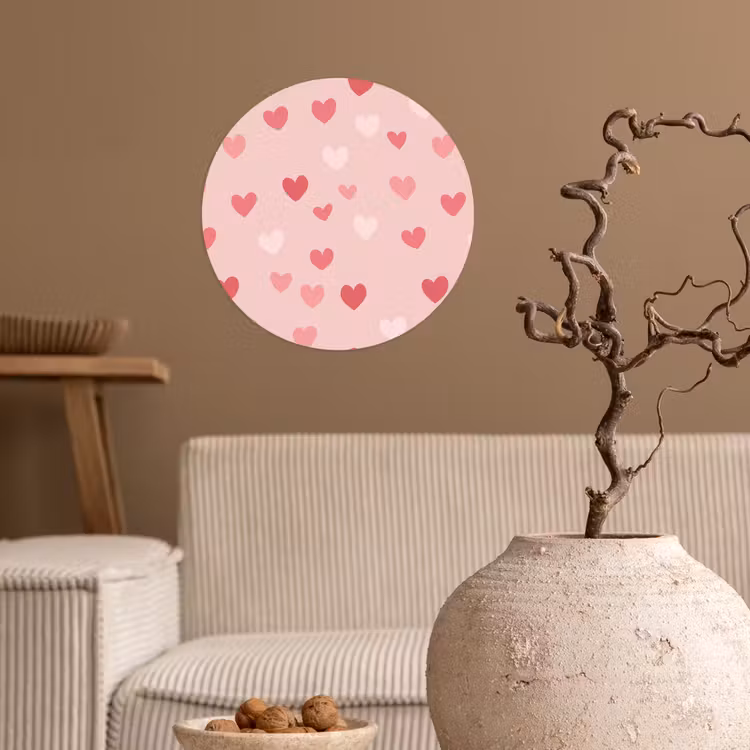 Hartjes - Patroon - Roze - Eenvoudig Wandcirkel behangsticker klein -sfeer1