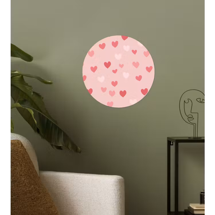 Hartjes - Patroon - Roze - Eenvoudig Wandcirkel behangsticker klein -sfeer2