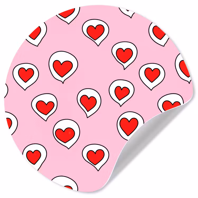 Hartjes - Patroon - Rood Wandcirkel behangsticker klein 186 -3d