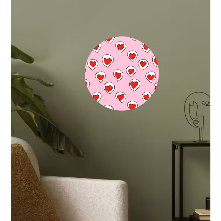 Hartjes - Patroon - Rood Wandcirkel behangsticker klein 186 -sfeer2