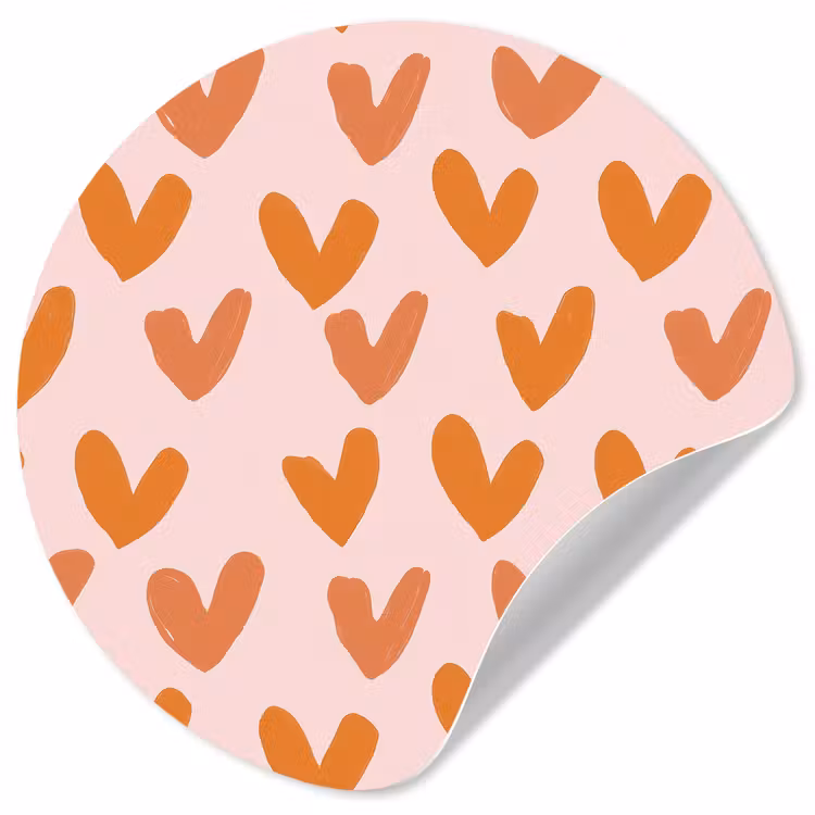 Hartjes - Getekend - Oranje Wandcirkel behangsticker klein 186 -3d