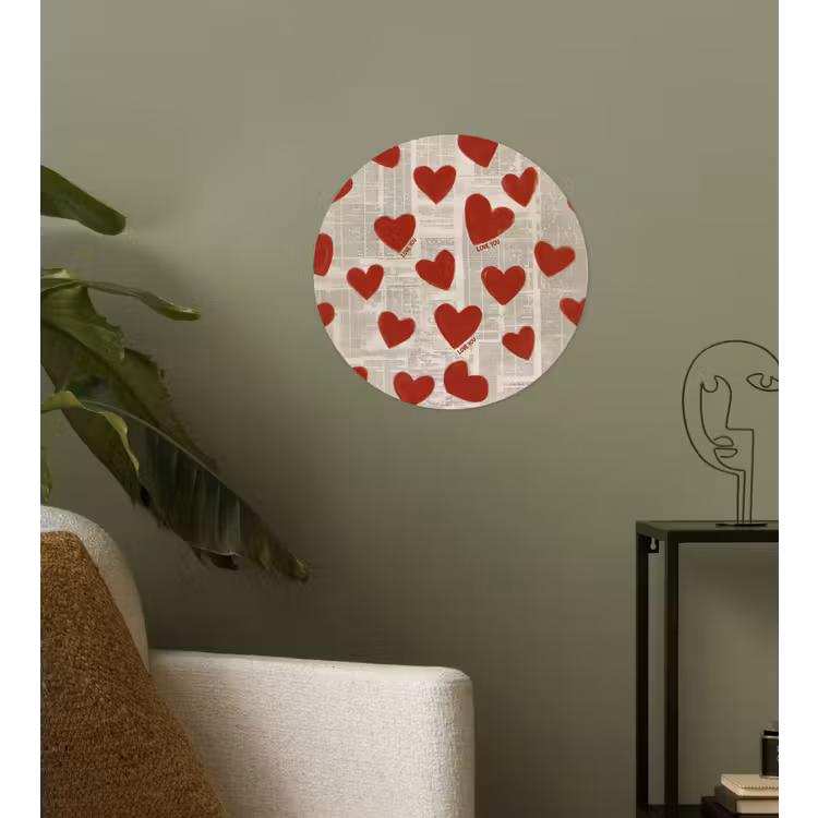 Hartjes - Krant - Loveyou Wandcirkel behangsticker klein -sfeer2