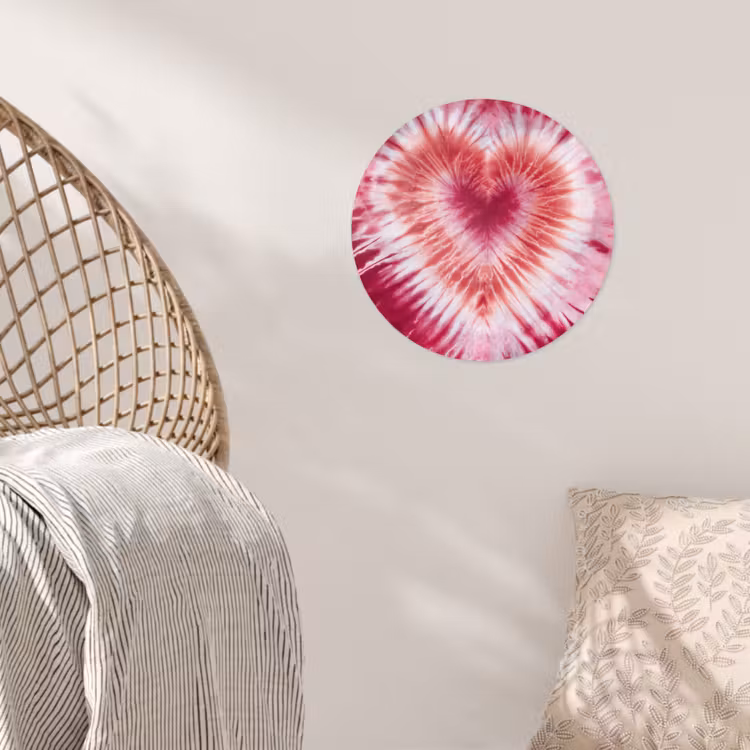 Hartvorm - Roze - Tie dye Wandcirkel behangsticker klein -sfeer4
