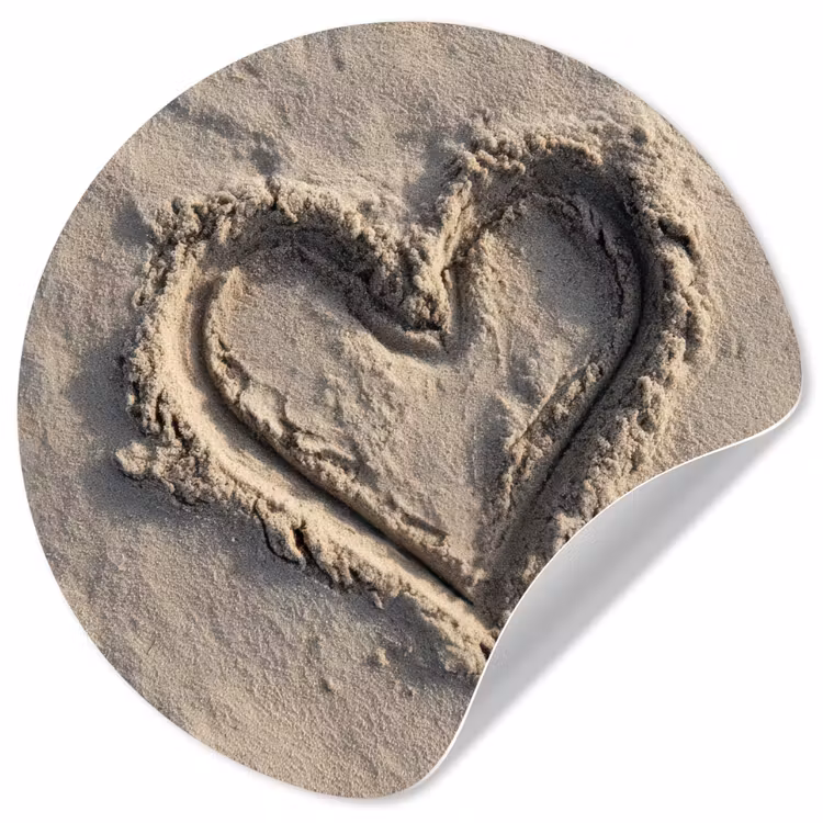 Hartvorm - Getekend - Beige - Zand Wandcirkel behangsticker klein -3d