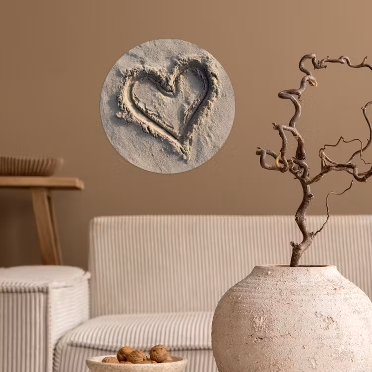 Hartvorm - Getekend - Beige - Zand Wandcirkel behangsticker klein -sfeer1