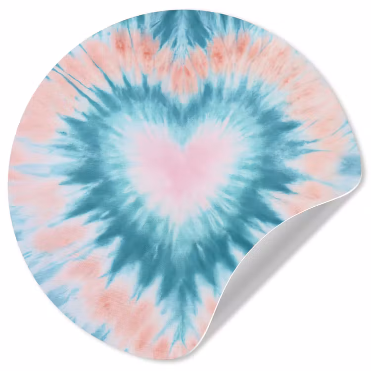 Hartvormig - Tie dye - Pasteltinten - Lichtgroen Wandcirkel behangsticker klein -3d