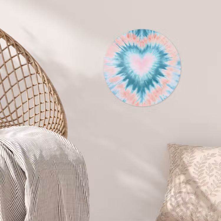 Hartvormig - Tie dye - Pasteltinten - Lichtgroen Wandcirkel behangsticker klein -sfeer4