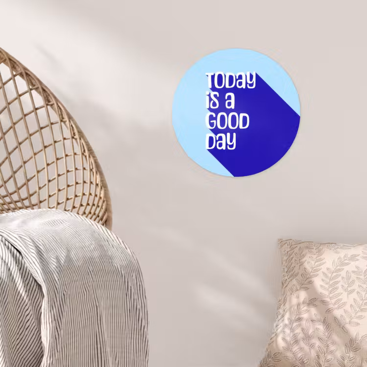 Today is a good day - Blauw - Schaduw Wandcirkel behangsticker klein -sfeer4