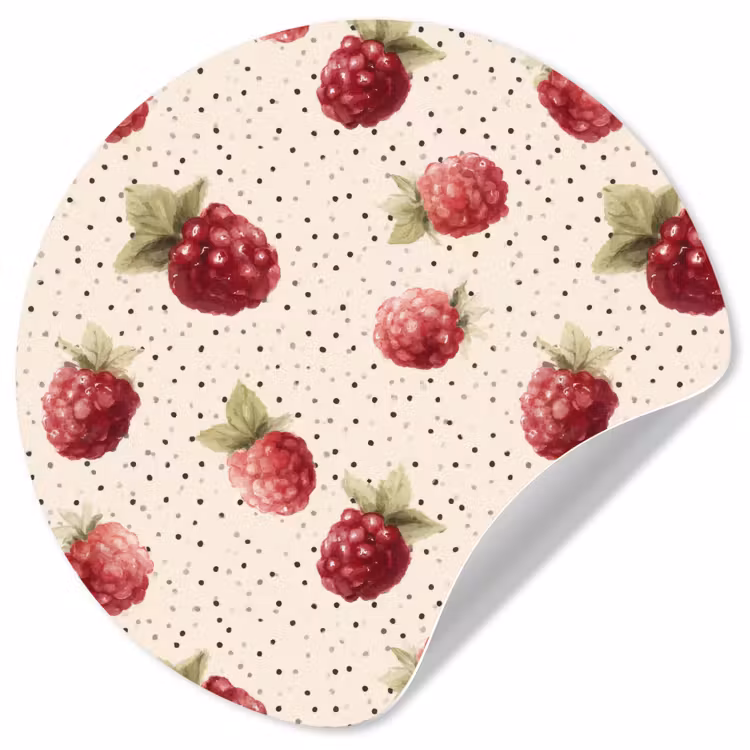 Framboos - Stippen - Rood Wandcirkel behangsticker klein 186 -3d