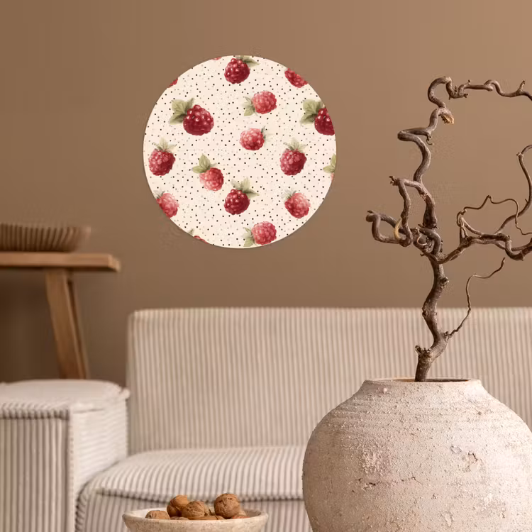 Framboos - Stippen - Rood Wandcirkel behangsticker klein 186 -sfeer1